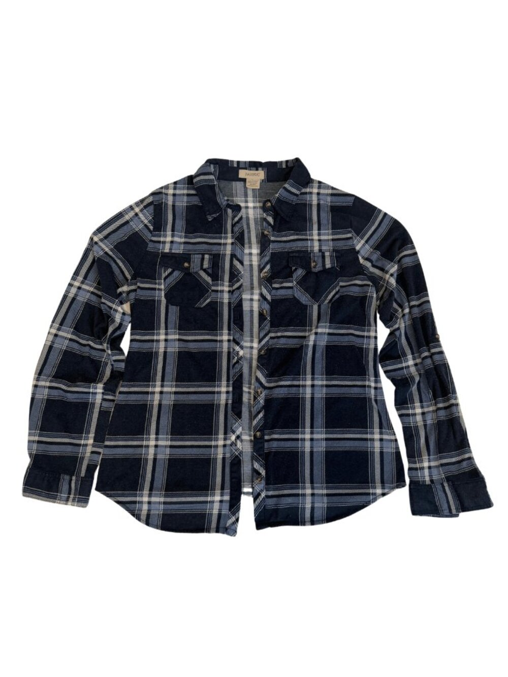 Blue Plaid Flannel Button Down Top w/ Front Pockets | Passport | Women's Size L